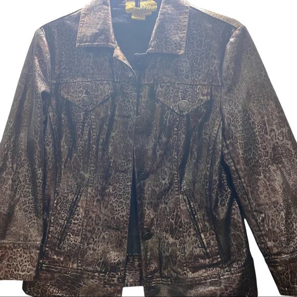 Peck & Peck Weekend, Size 4, Metallic Browns and Mauves, Animal Print Shiny - Picture 3 of 15